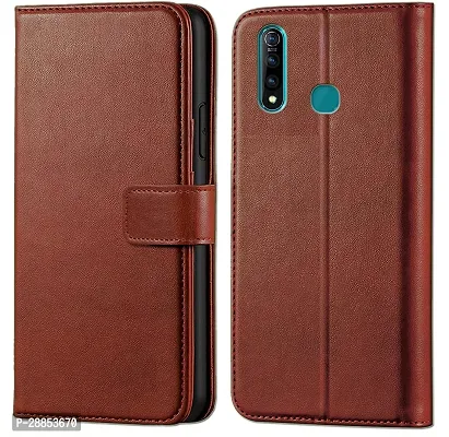 Classy Shock Proof Artificial Leather Flip Cover For Vivo Z1 Pro - Brown