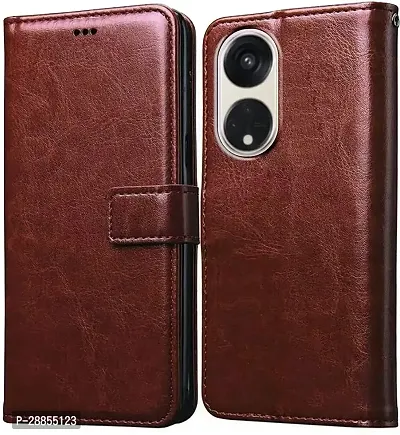 COVERBLACK Hybrid TPU Artificial Leather::Silicon Flip Cover for Reno 8T 5G - CPH2505 - Vintage Brown-thumb0