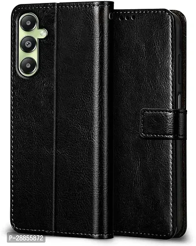 COVERBLACK Magnetic Case Artificial Leather::Silicon Flip Cover for SAMSUNG Galaxy A15 5G 2024 - Vintage Starry Black-thumb0