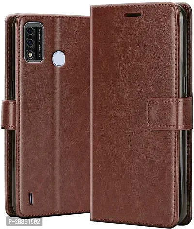 COVERBLACK Magnetic Case Artificial Leather::Rubber Flip Cover for Itel Vision 1Pro - L6502 - Cherry Brown-thumb0