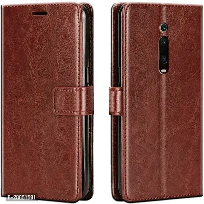 COVERBLACK Magnetic Case Artificial Leather::Rubber Flip Cover for Redmi K20 / K20 Pro /Mi 9T /9T Pro - Cherry Brown