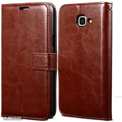 Stylish Brown Artificial Leather Flip Cover Samsung Galaxy J7 Prime-thumb0