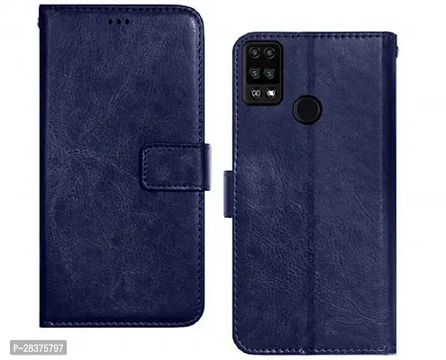 Stylish Blue Artificial Leather Flip Cover Tecno POVA-thumb0