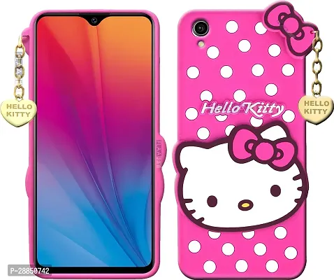 COVERBLACK Flexible Rubber Back Cover for Vivo Y91i / Vivo Y90 /90c - Cute 3D Hello Kitty Soft Tpu Case Girls Case Baby Pink-thumb0