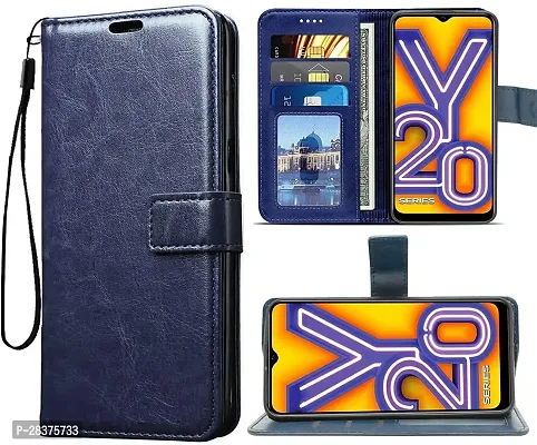 Stylish Blue Artificial Leather Flip Cover Vivo V2052 / Vivo Y20A-thumb0