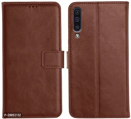 Classy Dual Protection Artificial Leather Flip Cover For Samsung Galaxy A30S - Sm-A307F - Brown-thumb0