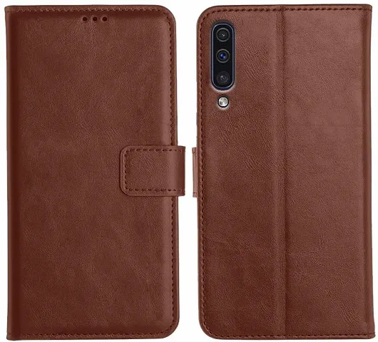 Cloudza Samsung Galaxy A50,A50s,A30s Flip Back Cover | PU Leather Flip Cover Wallet Case with TPU Silicone Case Back Cover for Samsung Galaxy A50,A50s,A30s Brown