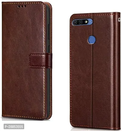 Classy Grip Case Artificial Leather And Silicon Flip Cover For Honor Aum-Al20 / Honor 7A - Vintage Brown-thumb0