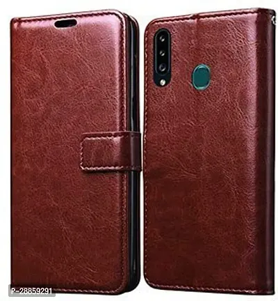 COVERBLACK Dual Protection Artificial Leather Flip Cover for Samsung Galaxy A20/A30 - Brown-thumb0