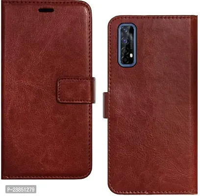 COVERBLACK Magnetic Case Artificial Leather::Rubber Flip Cover for Realme RMX2161 / Narzo 20Pro - Vintage Brown-thumb0