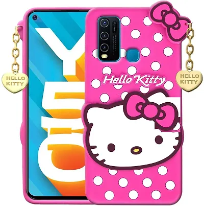 Miss India Kitty Cover Vivo Y50 Funny 3D Cartoon Soft Silicone Kitty Case Glossy Stylish Women,Girls Phone CoverVivo Y50 (Pink)
