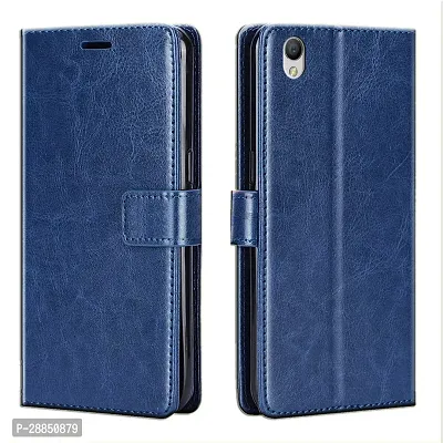 COVERBLACK Dual Protection Artificial Leather::Rubber Flip Cover for Vivo Y51L 2015 Model - Blue-thumb0