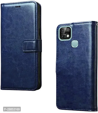 Classy Dual Protection Artificial Leather And Rubber Flip Cover For Infinix Smart 5 Pro - Navy Blue-thumb0