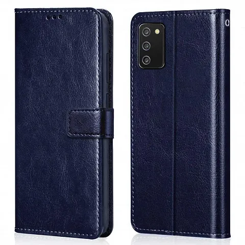 Cloudza Samsung Galaxy M02s,F02s Flip Back Cover | PU Leather Flip Cover Wallet Case with TPU Silicone Case Back Cover for Samsung Galaxy M02s,F02s Blue