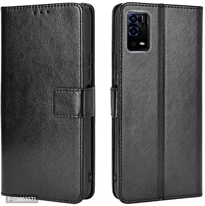 Classy Magnetic Case Artificial Leather And Rubber Flip Cover For Oppo A55 - Black-thumb0