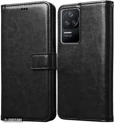 Classy Hybrid Tpu Artificial Leather And Silicon Flip Cover For Poco F4 5G -Mzb0Bvhin - Vintage Starry Black