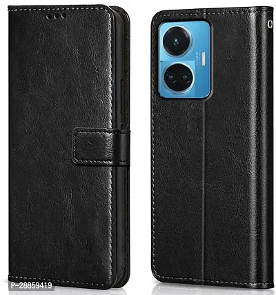 Classy Dual Protection Artificial Leather And Silicon Flip Cover For Realme Rmx3686 / 10Pro Plus 5G - Vintage Starry Black-thumb0