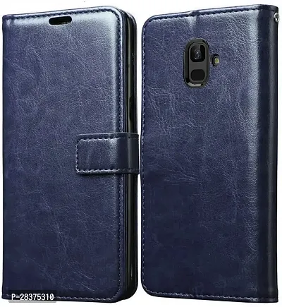 Stylish Blue Artificial Leather Flip Cover Samsung Galaxy J8