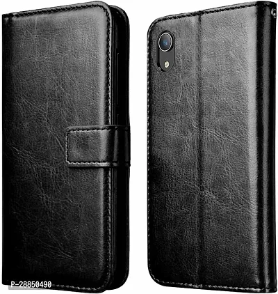 COVERBLACK Dual Protection Artificial Leather::Rubber Flip Cover for Vivo Y90 /1908 /Vivo Y91i / 1820 - Venom Black-thumb0