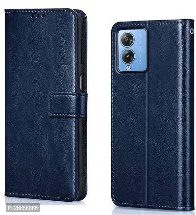 COVERBLACK Flexible Artificial Leather::Rubber Flip Cover for Vivo Y17s - Navy Blue