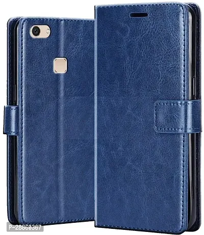 COVERBLACK Dual Protection Artificial Leather Flip Cover for Vivo 1716 / Vivo V7 PlusPlus - Blue