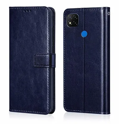 Cloudza Poco C31 Flip Back Cover | PU Leather Flip Cover Wallet Case with TPU Silicone Case Back Cover for Poco C31 Blue