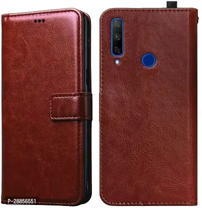 COVERBLACK Magnetic Case Artificial Leather::Rubber Flip Cover for Honor 9X - Tan Brown-thumb0