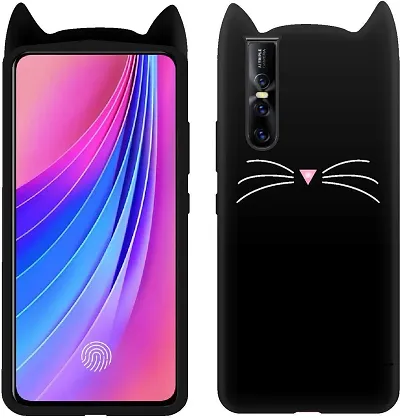BUSTYLE Cat Kitty Back Cover Compatible with Vivo V15 Pro - Black