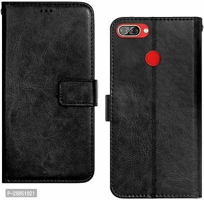 Classy Magnetic Case Artificial Leather And Rubber Flip Cover For Itel A46 - 2 Gb Ram - Venom Black-thumb0