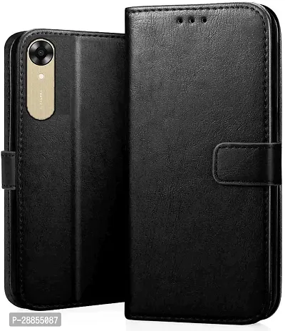 COVERBLACK Magnetic Case Artificial Leather::Rubber Flip Cover for OPPO A17K - Venom Black-thumb0