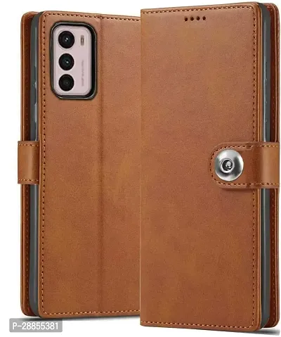 COVERBLACK Hybrid TPU Artificial Leather::Silicon Flip Cover for Motorola Moto G42 - Vintage Brown-thumb0