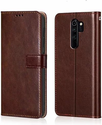 Cloudza Redmi Note 8 pro Flip Back Cover | PU Leather Flip Cover Wallet Case with TPU Silicone Case Back Cover for Redmi Note 8 pro (Brown)