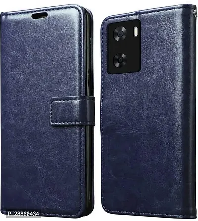 COVERBLACK Shock Proof Artificial Leather Flip Cover for OPPO  A57e / A57 4G - Blue-thumb0