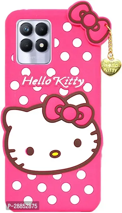 Classy Dual Protection Rubber Back Cover For Realme 8I - Hello Kitty Pink-thumb0