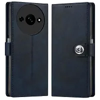 COVERBLACK Genuine Leather Finish Flip Cover for Mi REDMI A3 ( 2023 Model )| Inside Back TPU Wallet Button Magnetic Closure for REDMI A3 ( New 2023) - Brown-thumb1