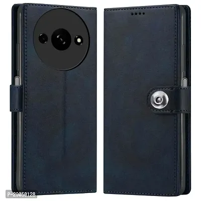 COVERBLACK Genuine Leather Finish Flip Cover for Mi REDMI A3 ( 2023 Model )| Inside Back TPU Wallet Button Magnetic Closure for REDMI A3 ( New 2023) - Brown-thumb2