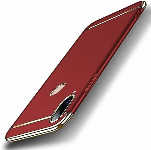 RRTBZ Ultra-Thin 3in1 Electroplate Metal Texture Hard Back Case Cover Compatible for Samsung Galaxy M20 -Red
