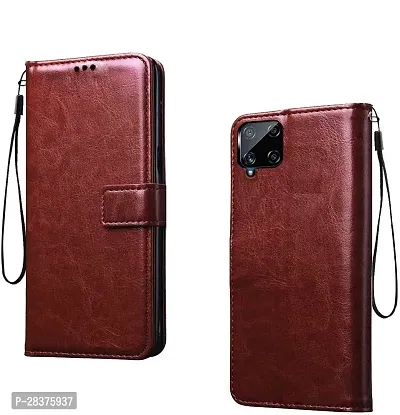 Stylish Brown Artificial Leather Flip Cover Samsung Galaxy M12-thumb0