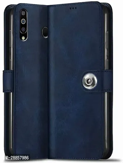 Classy Dual Protection Artificial Leather And Rubber Flip Cover For Honor 20I - Blue-thumb0