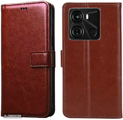 COVERBLACK Magnetic Case Artificial Leather::Silicon Flip Cover for ITEL P662L / Itel_ P40 - Vintage Brown-thumb0