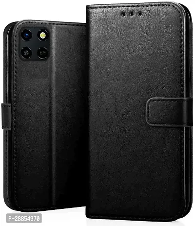 COVERBLACK Magnetic Case Artificial Leather::Rubber Flip Cover for Infinix Smart 6 HD - Venom Black-thumb0