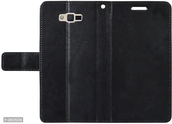 Stylish Black Artificial Leather Flip Cover Samsung Galaxy J2 -Old 2015 Model