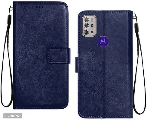 COVERBLACK Magnetic Case Artificial Leather::Rubber Flip Cover for Moto G30 / Moto G10 Power - Navy Blue