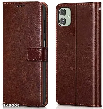 Classy Dual Protection Artificial Leather And Rubber Flip Cover For Samsung Galaxy F14 5G - Executive Brown-thumb0