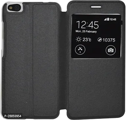 COVERBLACK Dual Protection Artificial Leather::Plastic Flip Cover for Xiaomi Mi 5c - Black