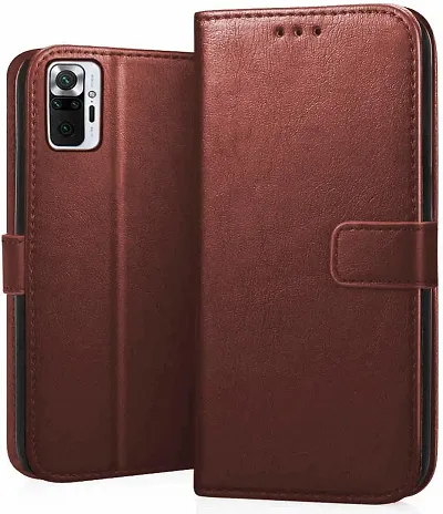 SFPRINTZ Dual Tone Vintage Series, Faux Leather Wallet Flip Case Kick Stand Magnetic Closure Flip Cover for Redmi Note 10 Pro Max/Note 10 Pro max (Brown)