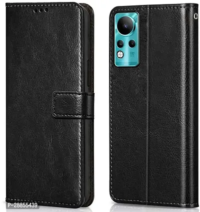 COVERBLACK Shock Proof Artificial Leather Flip Cover for Infinix X663 / Note 11 - Black