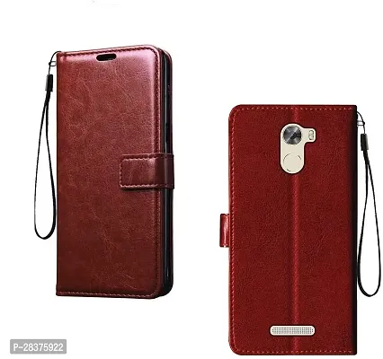 Stylish Brown Artificial Leather Flip Cover Gionee A1 Lite