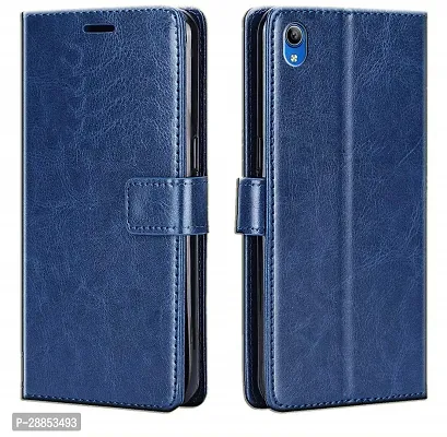 Classy Magnetic Case Artificial Leather And Rubber Flip Cover For Vivo Y91I / 1820 - Blue-thumb0