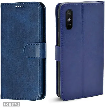 COVERBLACK Grip Case Artificial Leather::Rubber Flip Cover for Mi REDMI 9i - MZB0817IN - Attractive Blue-thumb0